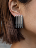 New versatile simple silver striped earrings