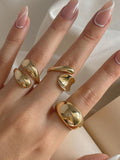 Environmentally friendly metal texture polished ring set geometric open ring ring