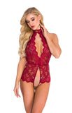 Women Floral Lace Sleeveless Bodysuit Lingerie