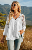 Women's Solid Deep V Pullover Chiffon Blouse