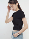 Women's Half Turtleneck Short Sleeve Top