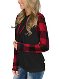 Women's Long Sleeve Printed Sports Plaid Hooded Women's Sweatshirt T-Shirt