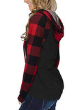 Women's Long Sleeve Printed Sports Plaid Hooded Women's Sweatshirt T-Shirt