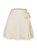 Solid Color Skirt High Waist Fashion One Piece Tie Skirt Chiffon Satin Wrap Skirt