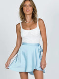 Solid Color Skirt High Waist Fashion One Piece Tie Skirt Chiffon Satin Wrap Skirt