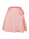 Solid Color Skirt High Waist Fashion One Piece Tie Skirt Chiffon Satin Wrap Skirt