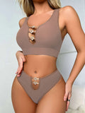 Women's solid color sexy hollow erotic lingerie sets