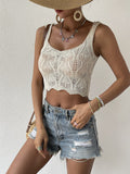 Women's Solid Color Hemp Pattern Hollow Navel Cropped Vest Knitted Top