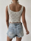 Women's Solid Color Hemp Pattern Hollow Navel Cropped Vest Knitted Top