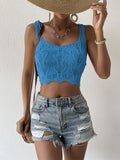 Women's Solid Color Hemp Pattern Hollow Navel Cropped Vest Knitted Top