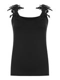 Summer U-neck solid color lace t-shirt top vest