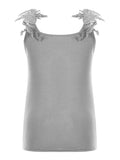 Summer U-neck solid color lace t-shirt top vest