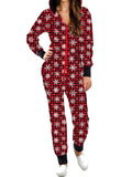 Women's elk print one-piece home wear pajamas