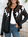 New Halloween ghost retro polka dot long sleeve knitted cardigan sweater