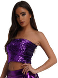 Women's sequin inner performance wear high elastic bandeau top