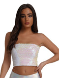 Women's sequin inner performance wear high elastic bandeau top