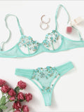 Sexy Floral Knit Lingerie Set in Polyester Fabric