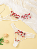 Sexy Floral Knit Lingerie Set in Polyester Fabric