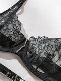 Elegant Floral Lace Woven Lingerie Set