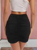 Women's sexy pleated hip-hugging skirt