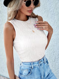 New solid color slim sexy pleated round neck vest