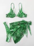 New marble tie-dye three-piece bikini set