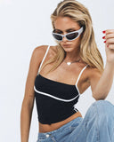 New sexy slim fit waist exposed contrast color camisole