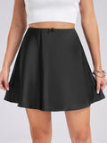 Women's satin skirt high waist elastic solid color skirt