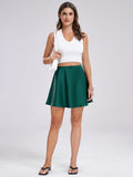 Women's satin skirt high waist elastic solid color skirt