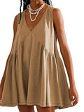 Women's suspender skirt V-neck sleeveless pleated vest pocket dress