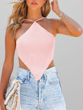 New fashionable and sexy solid color knitted vest backless strappy top