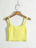 New retro square neck pleated slim high waisted short vest halter top