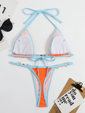 Women's swimwear sexy solid color bikini suit