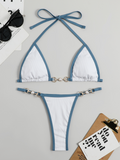 Women's swimwear sexy solid color bikini suit