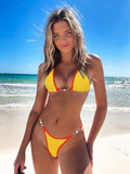 Women's swimwear sexy solid color bikini suit