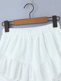 New French lace embroidery elastic waist lace A-line skirt