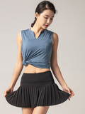 Anti-exposure outdoor quick-drying pocket culottes sports shorts tennis pleated skirt