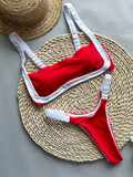 Sexy contrast color stitching two-piece swimsuit