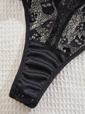 Dark Style Erotic Shapewear Halloween Skull Lace One Piece Leotard