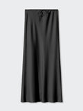 Satin Long Skirt High Waist Drawstring Tie Solid Color Halter Skirt