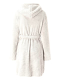 Autumn and winter hooded home plush pajamas solid color warm bathrobe