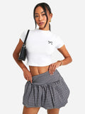 Casual Plaid A-Line Flared Mini Skirt