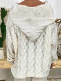 Women's long-sleeved hooded V-neck knitted loose pullover sweater (without necklace)