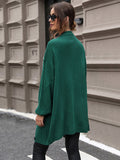 Women's dark green knitted sweater mid-length beaded sweater cardigan coat