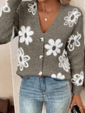 New Floral Button Front Cardigan Sweater