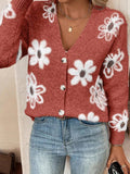 New Floral Button Front Cardigan Sweater