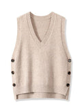 New Retro V-neck Knitted Vest Solid Color Casual Sweater Vest