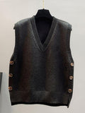 New Retro V-neck Knitted Vest Solid Color Casual Sweater Vest