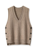 New Retro V-neck Knitted Vest Solid Color Casual Sweater Vest