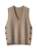 New Retro V-neck Knitted Vest Solid Color Casual Sweater Vest